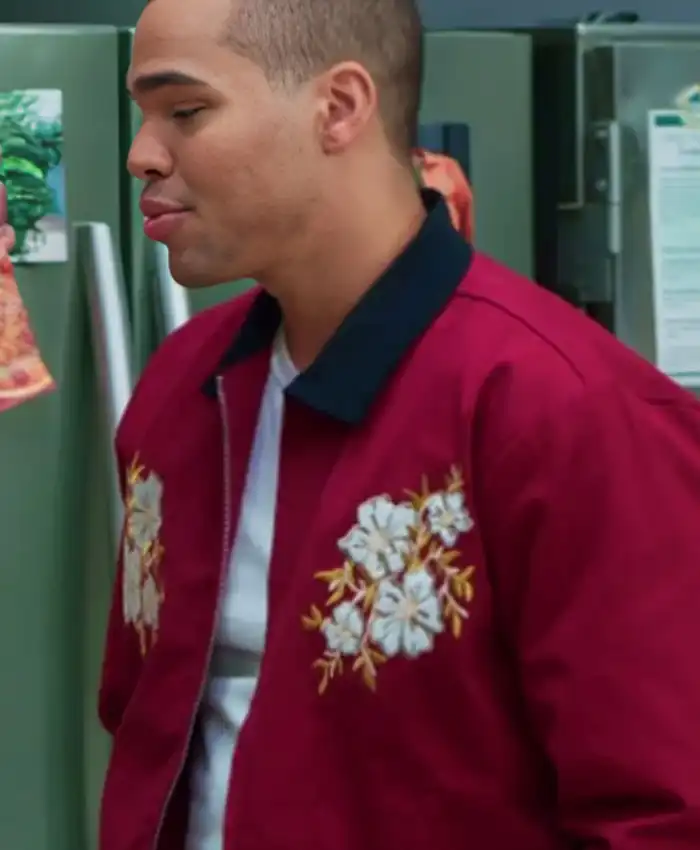 Assisted Living Burgundy Floral Patch Red Jacket