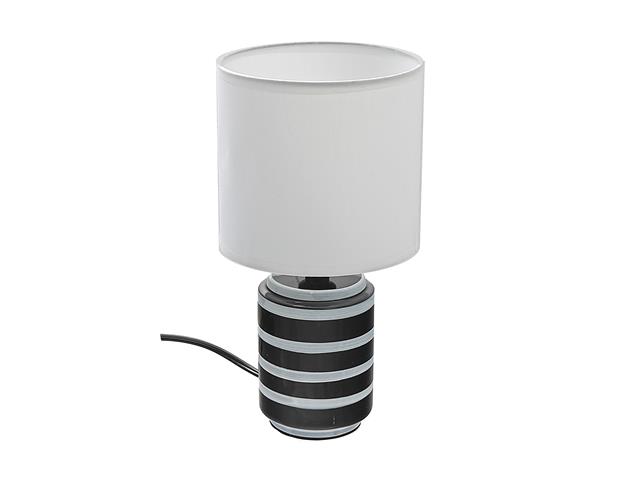 CERAMIC TABLE LAMP WITH SHADE (STRIPED) (WHITE)