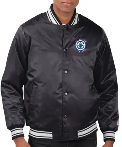 LA Clippers Printed Team Black Varsity Satin Jacket