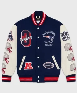 New England Patriots Blue And White Varsity Jacket