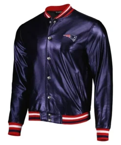 New England Patriots Metallic Navy Varsity Jacket