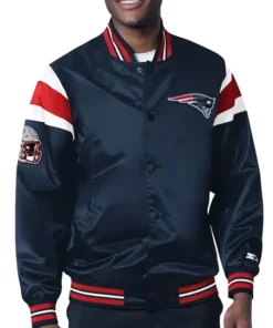 New England Patriots Midweight Navy Blue Varsity Jacket