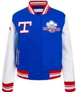 Texas Rangers Retro Classic Rib Blue Varsity Jacket
