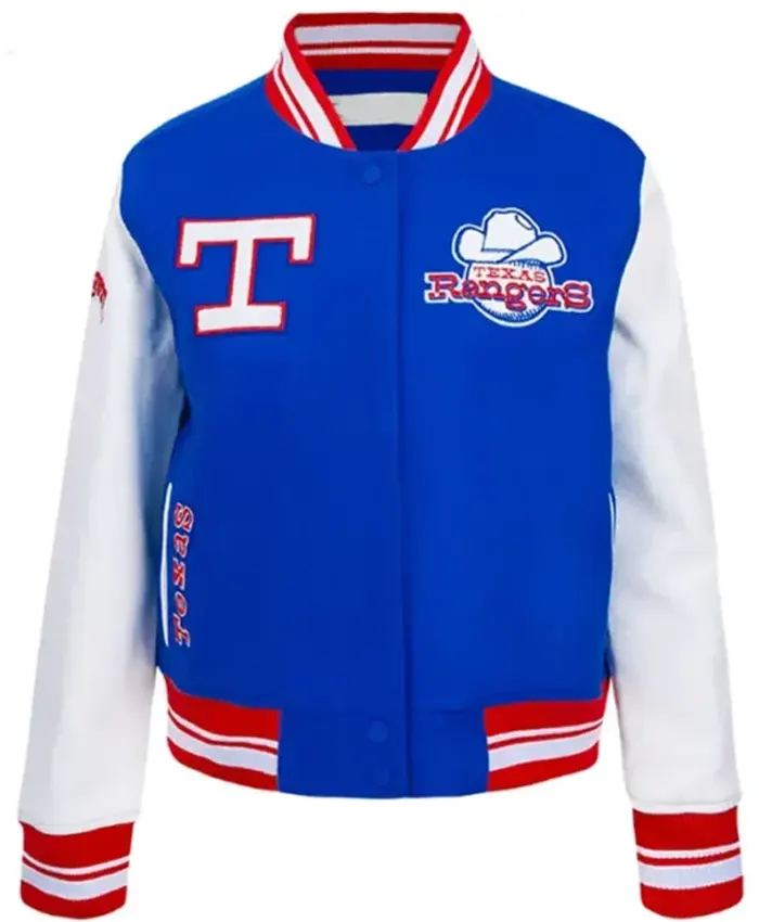 Texas Rangers Retro Classic Rib Blue Varsity Jacket